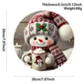 Christmas wooden hanging sign round snowman plaque holiday party home wall decor 20cm - Wool Cute Snowman