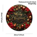 Christmas wooden hanging sign circular doorplate festive holiday decoration pendant 20cm - Merry Christmas Ball