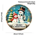 Christmas wooden hanging sign round door plaque festive snowman decor 20cm holiday ornament - Two Snowmen with Slogan