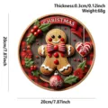 Christmas wooden hanging sign with cute gingerbread man pattern, perfect for holiday door decor. - Berries Gingerbread Man