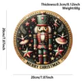 Christmas wooden hanging sign round nutcracker plaque holiday home wall door decoration 20cm - Nutcracker