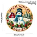 Weihnachten Holz Hängeschild runder Türschild mit Schneemann und Winterfest Dekor - Schneemann mit blauem Schal