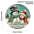 Rundes Weihnachts-Holzschild mit süßem Schneemann-Muster, 20cm festliche Türdekoration. - Zwei Schneemänner