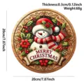 Weihnachten Holz Hängeschild runder Türschild festlicher Schneemann Dekor 20cm Dicke 0,3cm - Rote Beere Schneemann