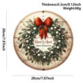 Christmas wooden door sign wreath hanging plaque with red bow for holiday home wall decor. - Heart to Heart