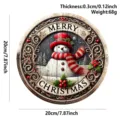 Christmas wooden hanging sign snowman door plaque holiday wall decoration round pendant 20cm - Retro Snowman