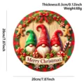 Christmas wooden hanging sign round door plaque festive gnome wall decor variant 20cm - Three Gnomes Gingerbread Man