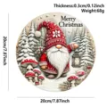 Christmas Wooden Hanging Sign Round Gnome Door Plaque Holiday Festive Decor Ornament 20cm - Gnome Christmas Tree Lantern