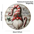 Christmas wooden door sign round hanging ornament holiday home decor 20cm diameter 0.3cm thick - Gnome Lollipop Berry