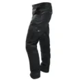 Herren schwarze PU Leder Cargo gerade Freizeit Hosen, Detailansicht zeigt Taschen. - S / Unterteile / Saphirblau