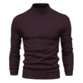 Men's autumn winter slim fit turtleneck sweater long sleeve knitwear solid color top - S / Tops / Black