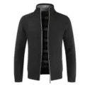 Men's Classic Black Knit Cardigan Sweater Full Zip Mock Neck Casual Daily Outerwear - M / Tops / Black