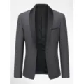 Men's dark grey shawl lapel tuxedo blazer jacket single button formal evening party suit - XS / Tops / Dark Gray