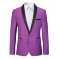 Men purple tuxedo blazer with black shawl lapel stylish jacket for party wedding event - Purple