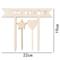 Wooden birthday cake topper set with banner star and heart for celebration party decor items. - Birthday Topper Style A