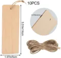 Wooden blank bookmarks detail view showing 10pcs wood crafts and natural jute twine rope. - 14x5x0.2cm / Wooden Bookmark 10-Piece Set