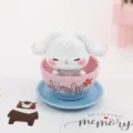 Cute white rabbit cartoon figurine inside a mini teacup, perfect desktop and car interior decor. - Style A-Rabbit