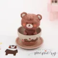 Cute cartoon bear cup ornament detail view, lovely resin bobblehead for desk decor. - Style D-Brown Bear