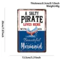Vintage metal tin sign with pirate and mermaid quote, perfect home wall decor item. - Pirate and Mermaid / 20x13.5x0.3cm