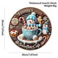 Christmas wooden hanging sign featuring cute snowman hot chocolate cup design, 20cm festive home decor. - Hot Cocoa Snowman / 20x20x0.3cm