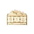 Wooden perpetual desk calendar with mountain design, natural wooden variant for office. - Mountain Scenery Calendars
