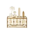 Wooden perpetual calendar desktop decoration with beach surf design, creative DIY holiday gift. - Seascape Calendars
