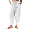 Detailopname van casual witte damesbroek met elastische trekkoordtaille voor comfort. - S / Bottoms / Wit