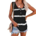 Women casual tie dye tank top summer sleeveless button loose vest daily fashion style - S / Tops / Black