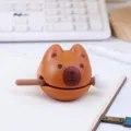 Cute capybara wooden fish toy desktop ornament decompression funny gift for friends and kids - Open-Eye Capybara Style (BB2664)