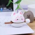 Cute cat wooden fish desktop toy, relaxing office stress relief percussion ornament gift. - Lamb Style (BB2598A)