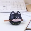 Cute animal desktop decompression wooden fish toy with mallet for stress relief and fun decor - Exam Success Black Shiba Inu (BB2685)