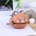 Mini wooden fish decompression toy desktop ornament cute office calming percussion gift - Red Panda Style (BB2599)