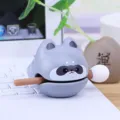 Cute raccoon wooden fish decompression desk ornament percussion toy for office and home relaxation - Raccoon Style (BB2599)