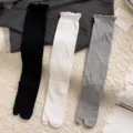 Women split toe long socks two toe tabi calf socks grey black white casual hosiery - One Size / Black