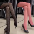 Women sexy sheer tights with cute smiley face print, thin elastic hosiery in black and pink colors. - One Size / Black and Red (1 Pair Each)