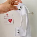 Süße weiße Damensocken mit 3D-Augen und magnetischem Händchenhalten-Design, Freizeit Strümpfe. - Einheitsgröße / Großes Auge (Magnetisch) / Weiß