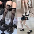 Sheer knee high socks for women summer thin transparent long stockings JK daily cute hosiery - Black + White + Beige / 3 Pieces/Pack / Multicolor