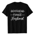 Casual black cotton short sleeve t-shirt for men, humorous boyfriend fiance husband print. - S / Tops / Black