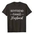 Dark grey men short sleeve t-shirt with funny boyfriend fiance husband text print casual top - S / Tops / Marl Grey