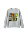 Sudadera gris de manga larga para niños de Halloween con divertido estampado de fantasma gracioso. - 120 / Tops / Gris claro