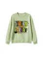 Sudadera verde claro de cuello redondo con detalle de gráfico fantasma de Halloween trick or treat. - 120cm / Tops / Verde oliva