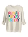 Cozy casual women's long sleeve crewneck sweatshirt with fun graphic print for daily wear. - S / Tops / Sand