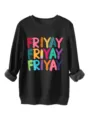 Sweat-shirt noir thermique pour femme avec imprimé graphique Friyay amusant à manches longues. - S / Hauts / Noir