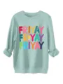 Sweatshirt mint femme manches longues avec imprimé graphique coloré lettres friyay mode. - S / Hauts / Vert clair