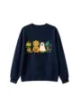 Close-up detail of the cute Halloween dinosaur graphic print on the dark blue kids sweatshirt. - Tops / 120cm / Navy Blue