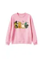 Cute cartoon Halloween dinosaur graphic detail on soft pink long sleeve crewneck fabric. - Tops / 120cm / Pink