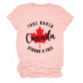 Rosa Damen Kurzarm T-Shirt mit Kanada Ahornblatt Grafikdruck lässiges Rundhals Top. - S / Oberteile / Rosa (Schwarze Beschriftung)