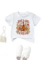 T-shirt blanc à manches courtes pour enfants avec imprimé graphique, style décontracté. - 90 / Hauts / Blanc