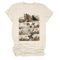 Casual Women Halloween Funny Animal Print Short Sleeve T-Shirt Round Neck Tee Top - S / Tops / Sand