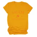 Maglietta gialla da donna manica corta con stampa strega Salem Massachusetts casual - Taglia S / Top / giallo senape